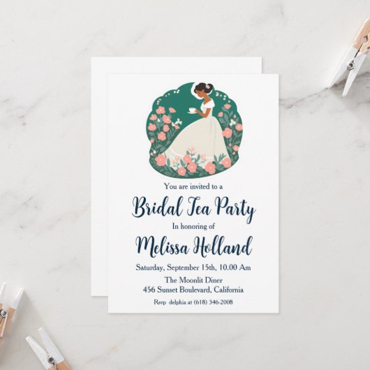 植物園茶パーティーブライダルシャワー 招待状 (正面/裏面インサイチュ)