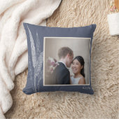 植物園 ネイビー カスタム ウェディング カップル フォト クッション (ブランケット)