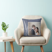 植物園 ネイビー カスタム ウェディング カップル フォト クッション (椅子)