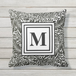 植物型エレガント白黒モノグラム アウトドアクッション