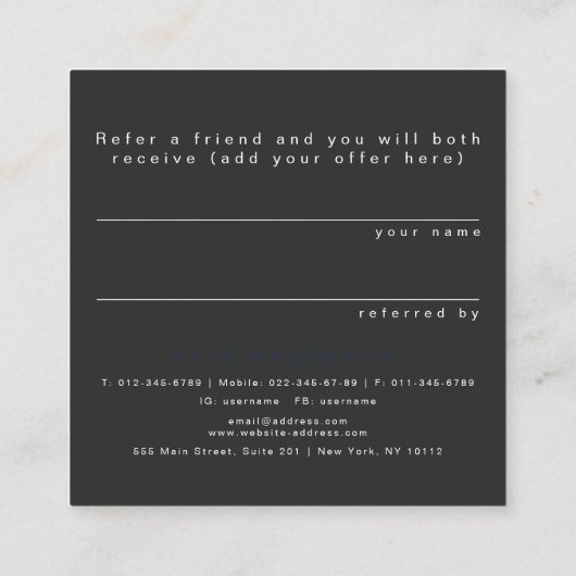 植物型カラフル金ゴールドグリッター紹介 スクエア名刺 (裏面)