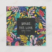 植物型カラフル金ゴールドグリッター紹介 スクエア名刺 (正面)