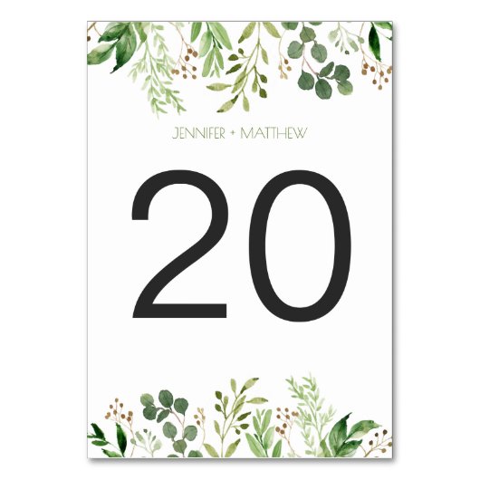 植物夢の緑素朴のテーブルカード テーブルナンバー (正面)