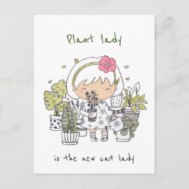 植物女子は新しい猫女子 / かわいい ポストカード