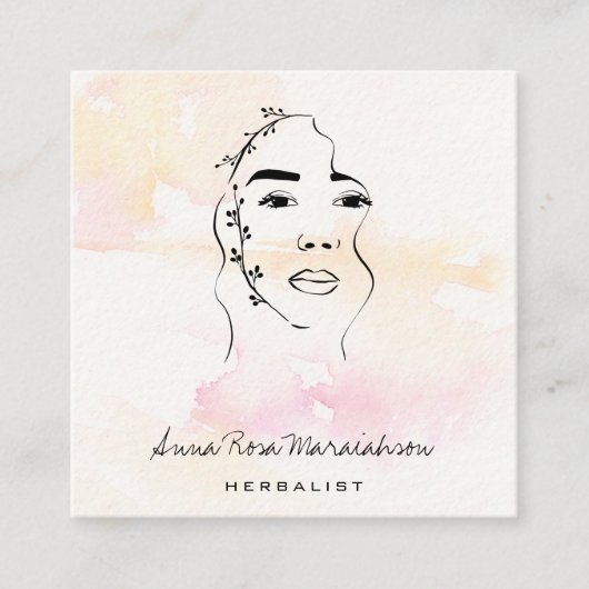 *~*植物女神グリーンリーQRラインアート  スクエア名刺 (正面)