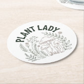 植物好きな女性 ラウンドペーパーコースター (アングル)