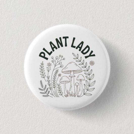 植物好きな女性 缶バッジ (正面)