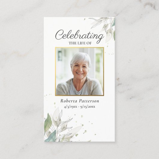 植物学かわいらし葬追記念祈りの言葉カード 名刺 (正面)