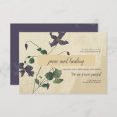 植物学のお悔やみ感謝カード 招待状 (正面/裏面)