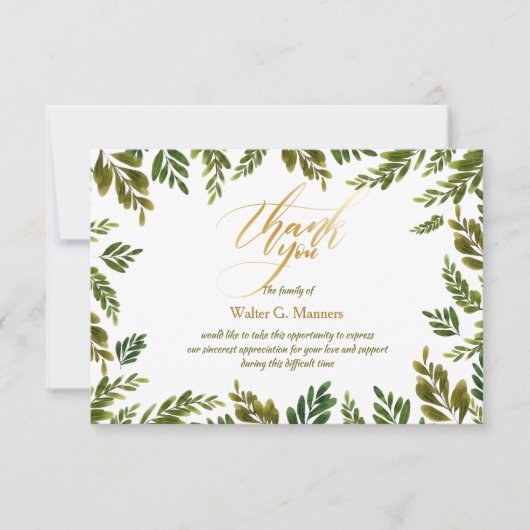 植物学のお礼と哀悼のカード (正面)