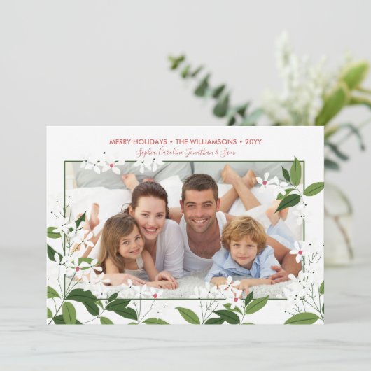 植物学のクリスマスジャスミンフラワーズファミリーの写真 シーズンカード (スタンド正面)