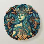 植物学のデザインでヒョクする神話の女神 ラウンドクッション (裏面)