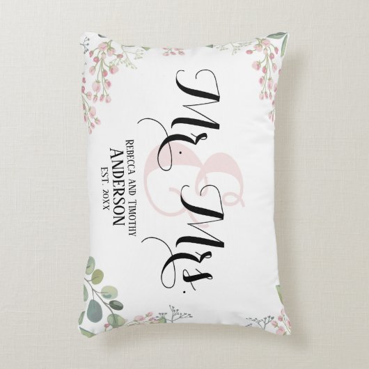 植物学のミセスパーソナライズされたズ結婚・ニュー結婚ス アクセントクッション (正面(垂直))
