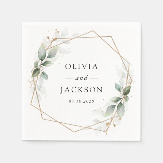 植物学のユーカリ結婚ス スタンダードカクテルナプキン (正面)