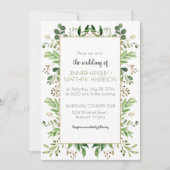 植物学の夢の縦素朴緑の枠| 招待状 (正面)