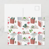 植物学の本 & 図書館での読書パターン シーズンポストカード (正面/裏面)