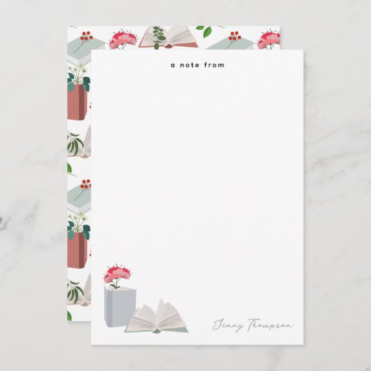 植物学の本 & 図書館 読みカスタム名 ノートカード (正面/裏面)