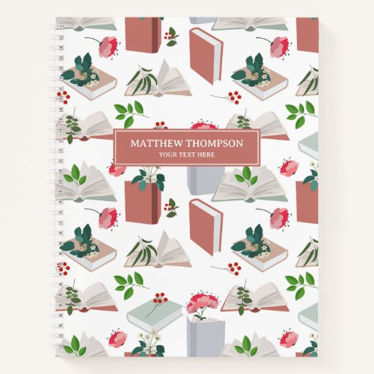 植物学の本 & 図書館 読書パターン ノートブック (正面)