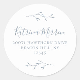 植物学の枝のダスティーブルー宛名シール ラウンドシール