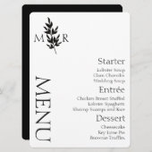 植物学の枝ロゴの結婚式メニュー 招待状 (正面/裏面)