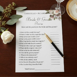 植物学の花嫁の雑学の結婚式前夜のパーティーのゲーム カード