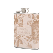 植物学エレガントの |赤面ピンクローズ金ゴールドフローラ フラスク (左)