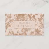 植物学エレガントの |赤面ピンクローズ金ゴールドフローラ 名刺 (正面)