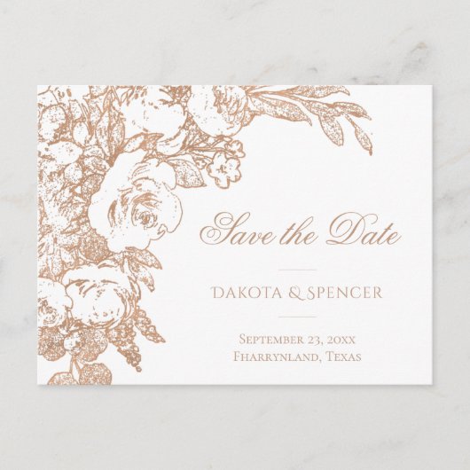 植物学エレガントの |銅バラ金ゴールドイベント日 案内ポストカード (正面)