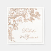 植物学エレガントの |銅バラ金ゴールドフローラ スタンダードカクテルナプキン (正面)