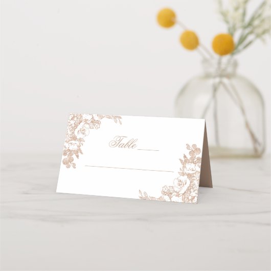 植物学エレガントの |銅バラ金ゴールドフローラ プレイスカード (正面)