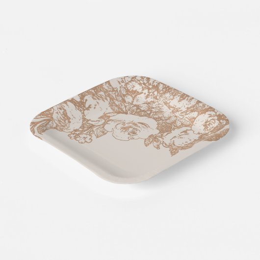 植物学エレガントの |銅バラ金ゴールドフローラ ペーパープレート (傾斜あり)