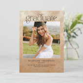 植物学エレガントバラ金ゴールドの写真卒業の招待 招待状 (スタンド正面)