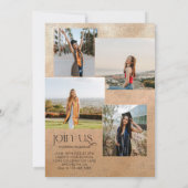 植物学エレガントバラ金ゴールドの写真卒業の招待 招待状 (裏面)