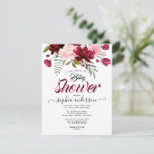 植物学エレガントフローラブルゴーニュのベビーシャワーガール 招待状 (スタンド正面)