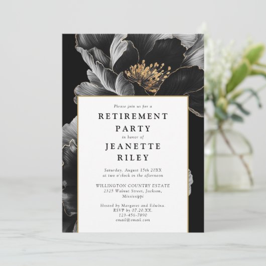 植物学エレガントモダンフローラ退職パーティー 招待状 (スタンド正面)