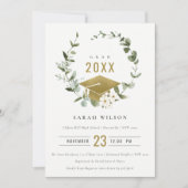 植物学エレガントリース金ゴールド卒業パーティー 招待状 (正面)