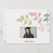 植物学エレガント卒業サンキューカード 招待状 (裏面)