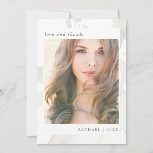 植物学エレガント卒業写真ありがとう サンキューカード (正面)