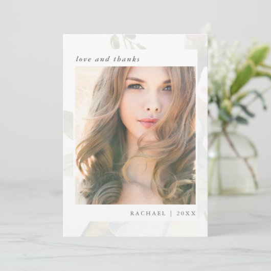 植物学エレガント卒業写真ありがとう サンキューカード (スタンド正面)