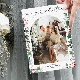植物学エレガント科 |アーチフォト |雪のクリスマス シーズンカード