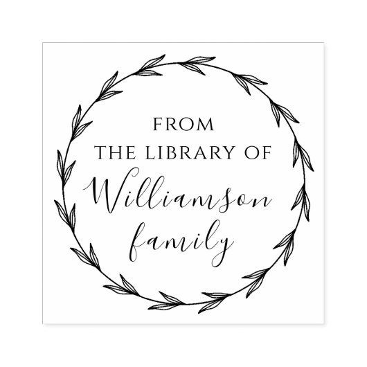 植物学エレガント系カスタム図書室 ラバースタンプ (インプリント)