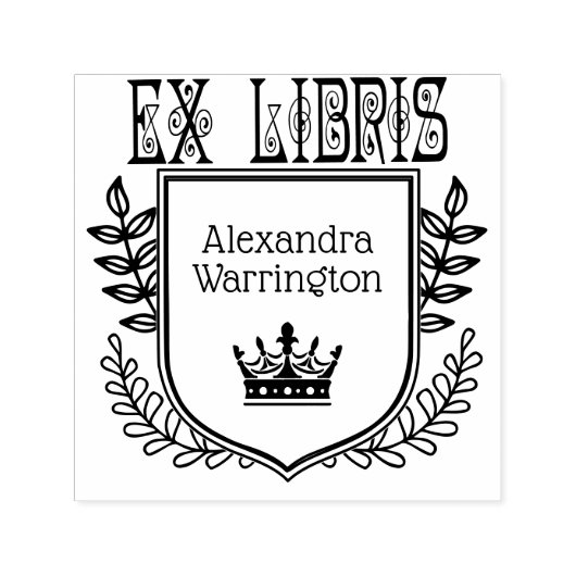 植物学クラウンエンブレム2 エクセリブリス 本の名前 セルフインキングスタンプ (デザイン)