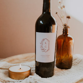 植物学クレスト モノグラム ウェディング ワインラベル