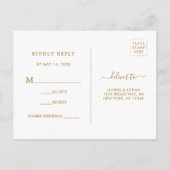 植物学ゴールドサークルリース結婚式出欠確認 インビテーションポストカード (裏面)