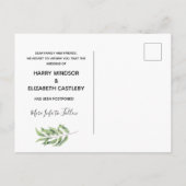 植物学ゴールド プラン変更 結婚延期のお知らせ 案内ポストカード (裏面)