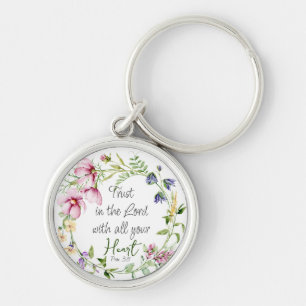 植物学テーマで主を信頼する聖句 キーホルダー
