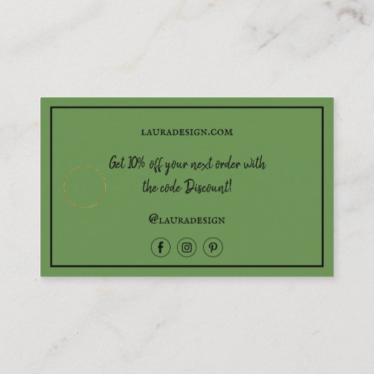 植物学フローラグリーンロゴタイポグラフィありがとう 名刺 (裏面)