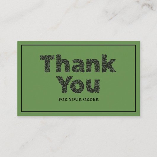 植物学フローラグリーンロゴタイポグラフィありがとう 名刺 (正面)