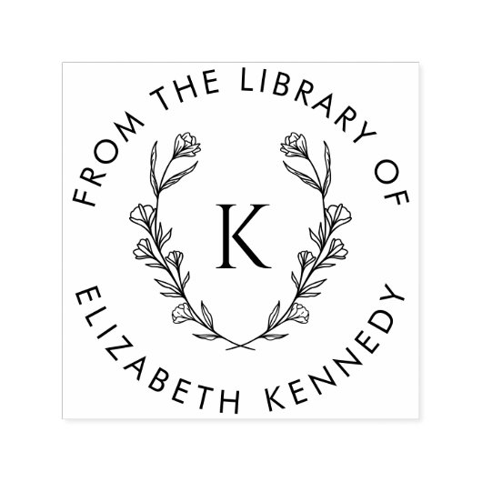 植物学フローラリースイニシャルラウンドライブラリー セルフインキングスタンプ (デザイン)