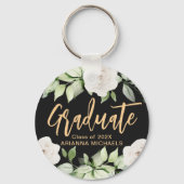 植物学フローラ大学院生文科卒業ブラック キーホルダー (正面)